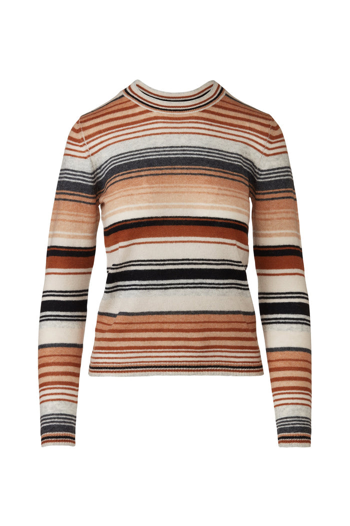 &Isla Micro Stripe Crew in Almond, front view