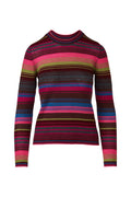 &Isla Micro Stripe Crew in Cerise, front view