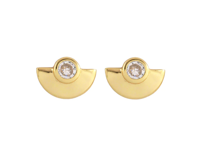Kris Nations Half Moon Crystal Stud Earring