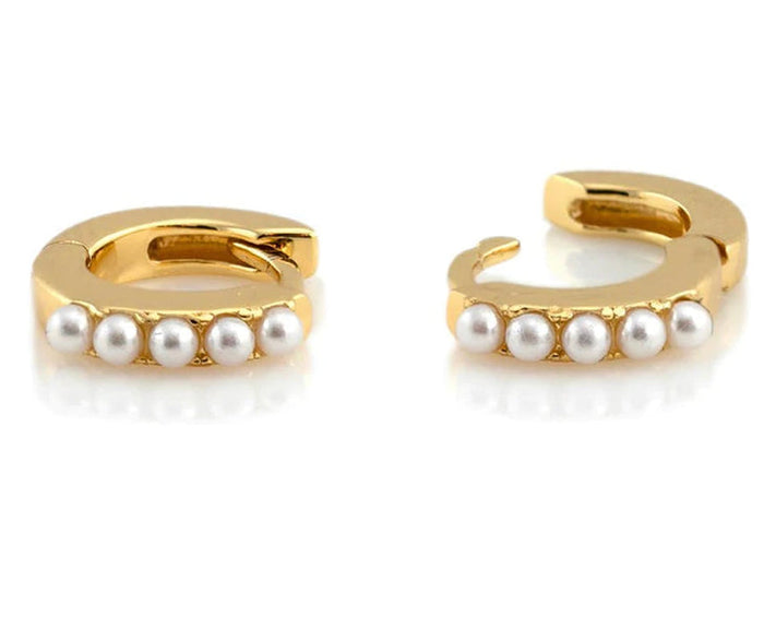 Kris Nations Pearl Huggie Earrings