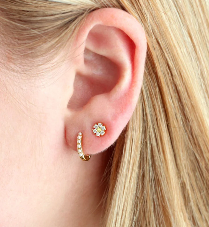 Kris Nations Pearl Huggie Earrings