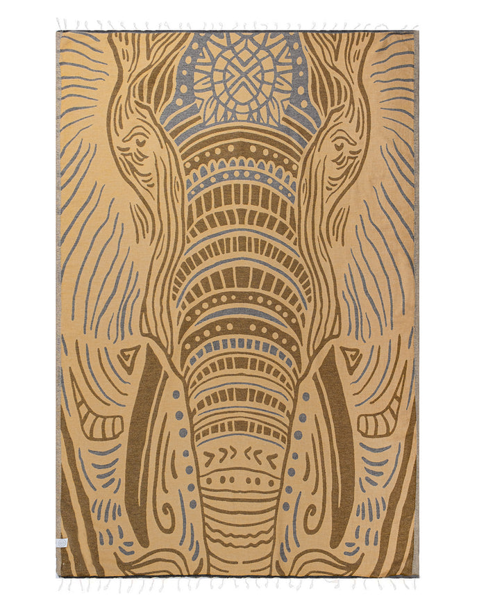 Large Turkish Towel - Thunder the Elephant (Brown)