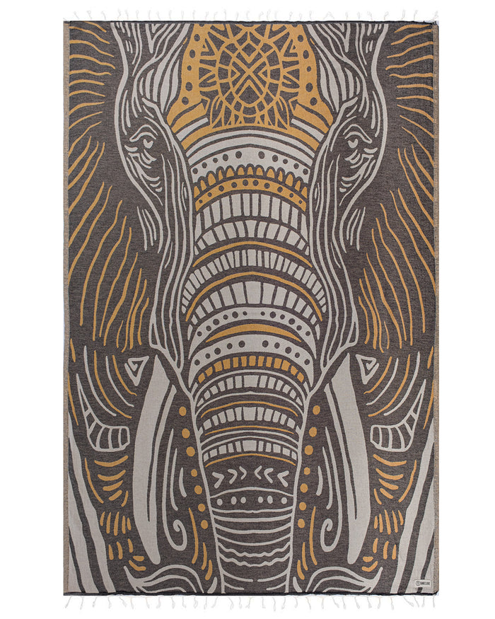 Large Turkish Towel - Thunder the Elephant (Brown)