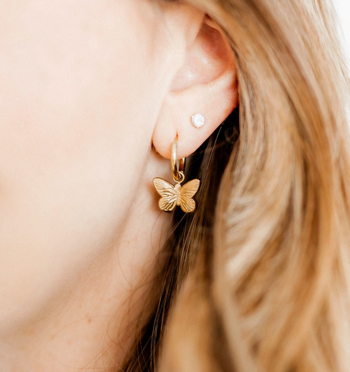 LinnyCo Huggie Charm Earrings- Faye Butterfly