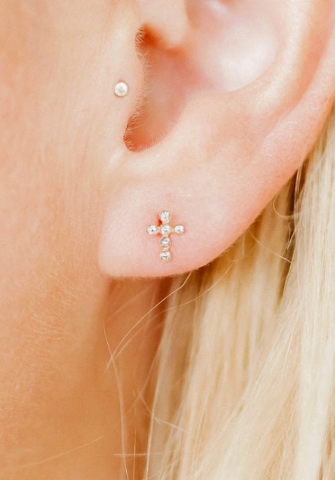 LinnyCo Screwback Stud Earrings - Clara Cross