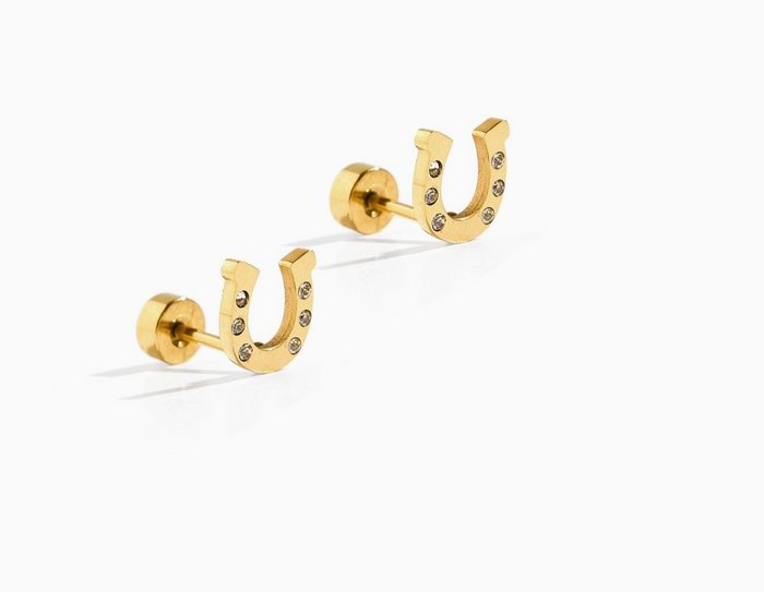 LinnyCo Screwback Stud Earrings- Horseshoe