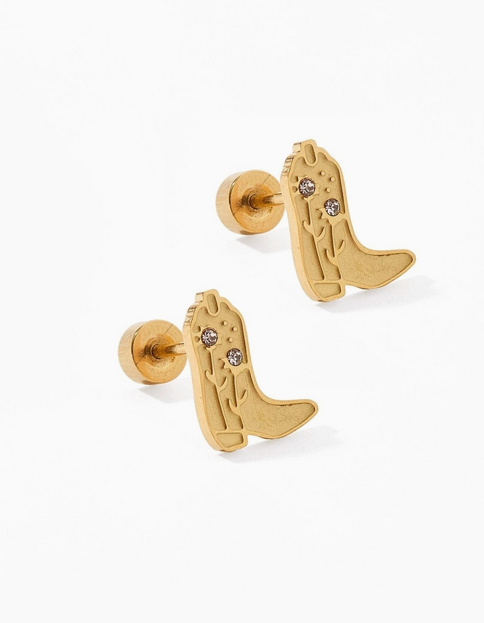 LinnyCo Screwback StudEarrings- Daisy Cowgirl Boot