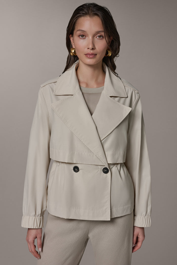 LONG SLEEVE DOUBLE BREASTED TRENCH JACKET