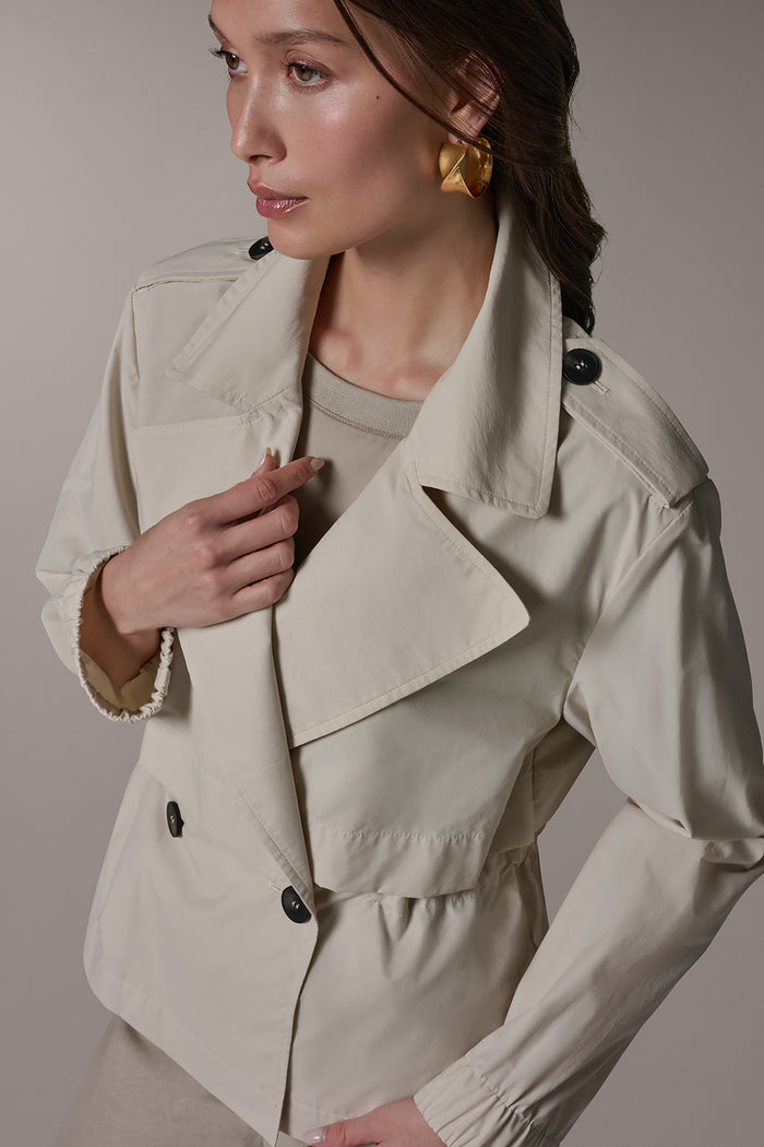 LONG SLEEVE DOUBLE BREASTED TRENCH JACKET