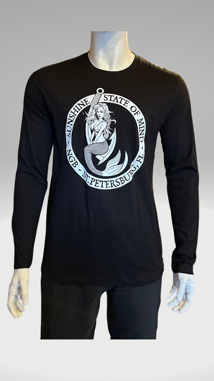 Long Sleeve T-Shirt - Black - Black/White Kaia on FL Seal (Front)