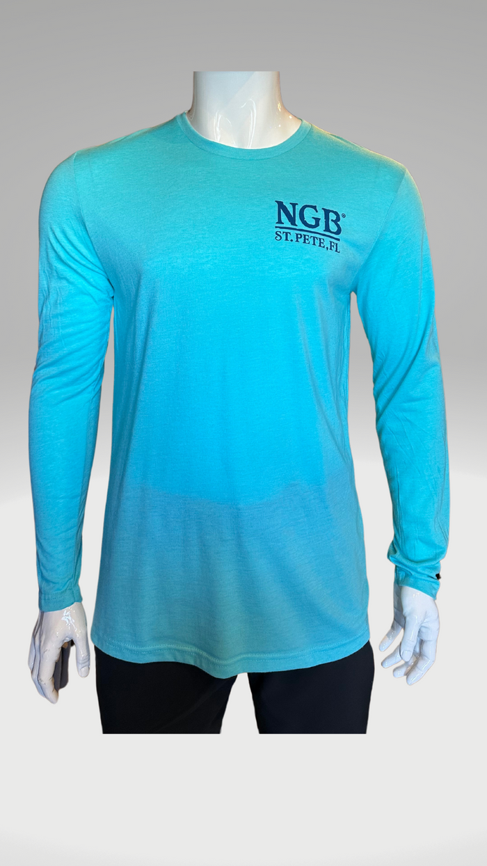 Long Sleeve T-Shirt - Tahiti Blue - Blue St. Pete Pelican
