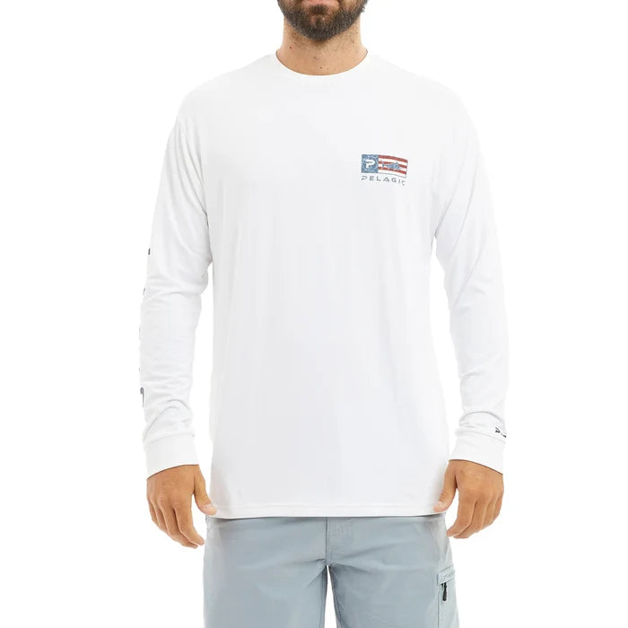 Long Sleeve UPF Sun Shirt - Aquatek Icon Americamo - White