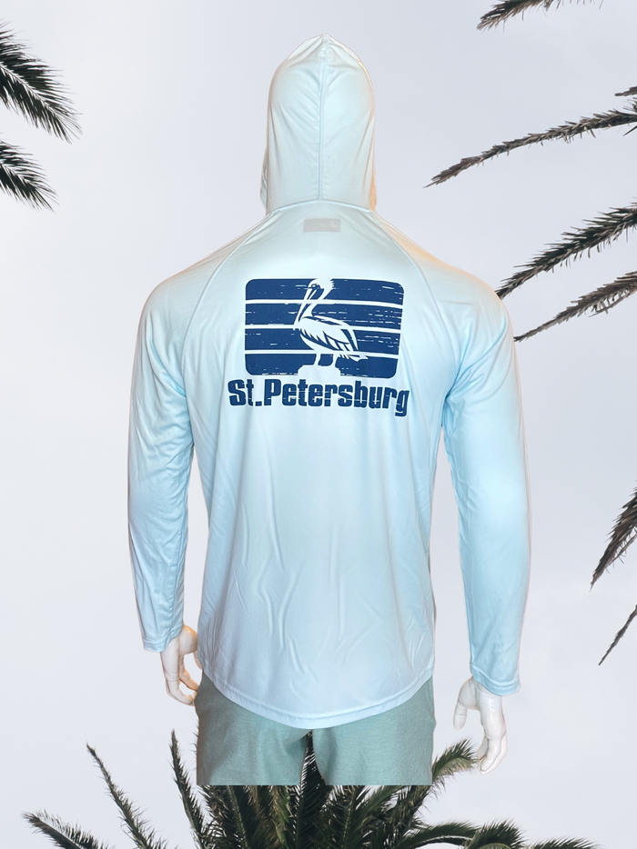 Long Sleeve UPF Sun Shirt with Hood - Pastel Blue - GCSS Blue St. Pete Pelican