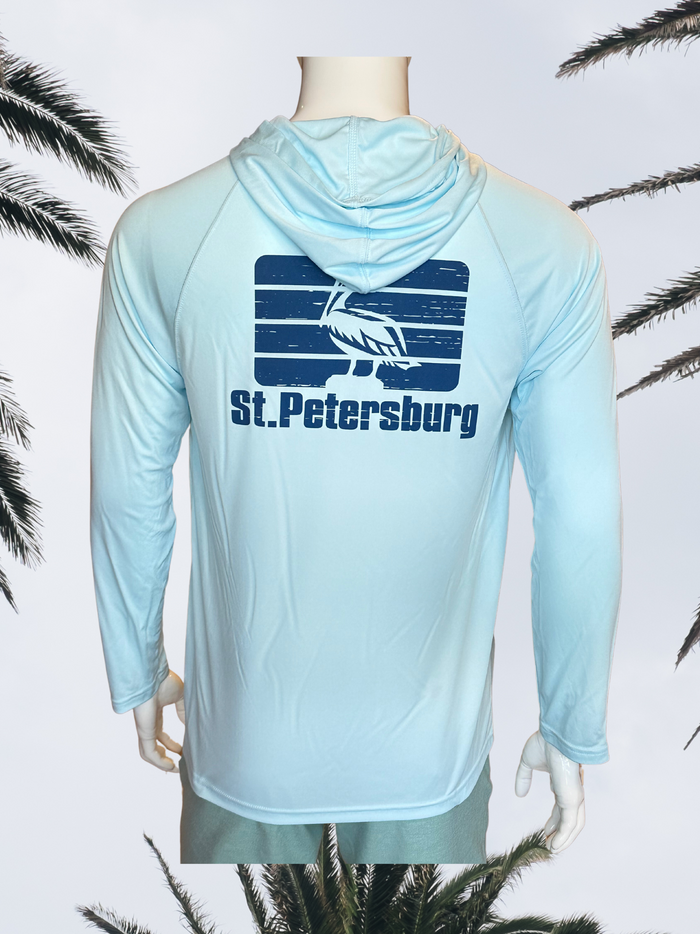 Long Sleeve UPF Sun Shirt with Hood - Pastel Blue - GCSS Blue St. Pete Pelican