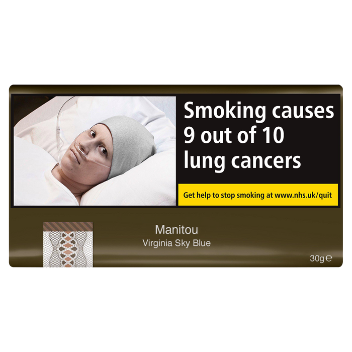 30g - Manitou Virginia Sky Blue Hand Rolling Tobacco (Was Gold)