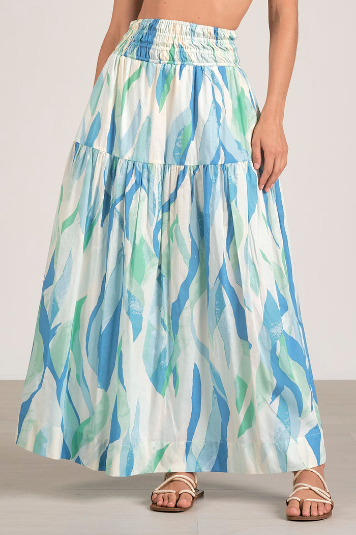 Maxi Skirt with Smocked Waistband - Azure Amalfi