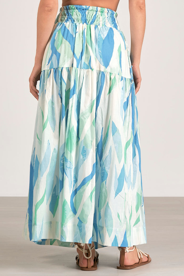 Maxi Skirt with Smocked Waistband - Azure Amalfi