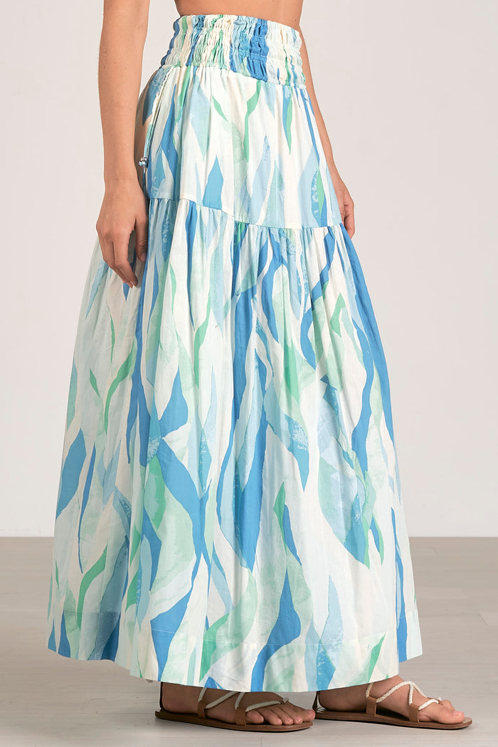 Maxi Skirt with Smocked Waistband - Azure Amalfi