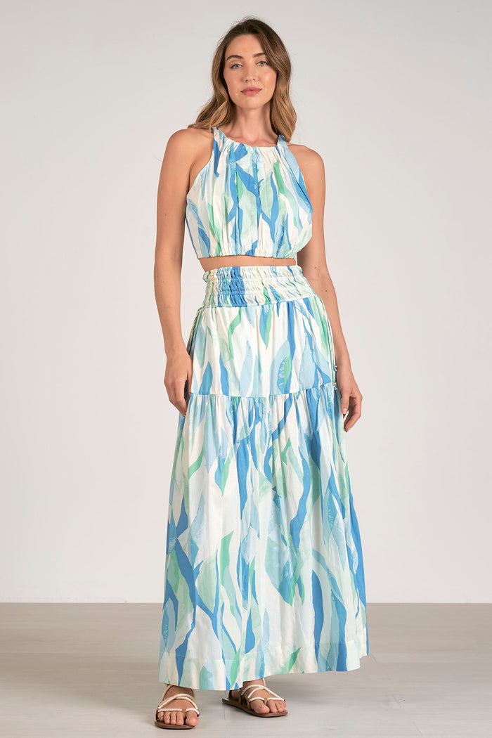 Maxi Skirt with Smocked Waistband - Azure Amalfi