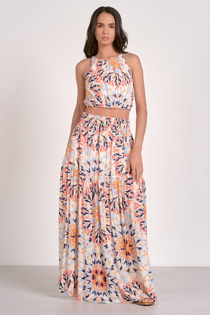 Maxi Skirt with Smocked Waistband - Kaleidoscope