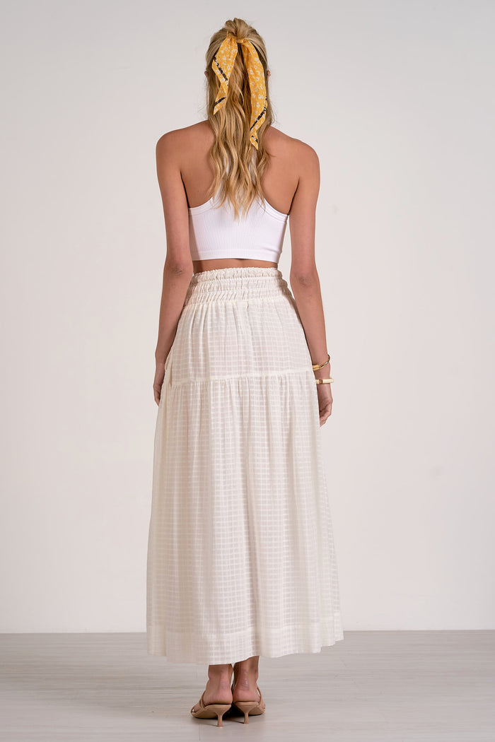 Maxi Skirt with Smocked Waistband - Off White