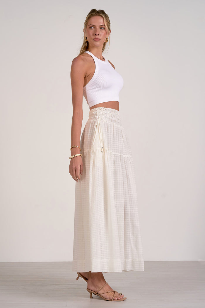 Maxi Skirt with Smocked Waistband - Off White