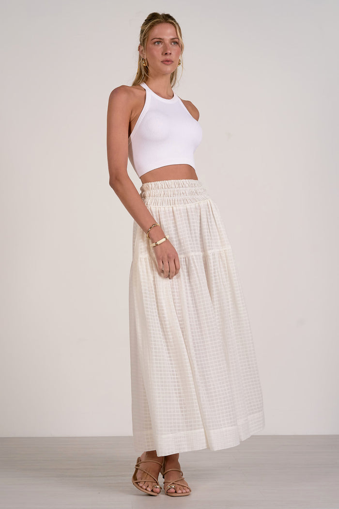 Maxi Skirt with Smocked Waistband - Off White