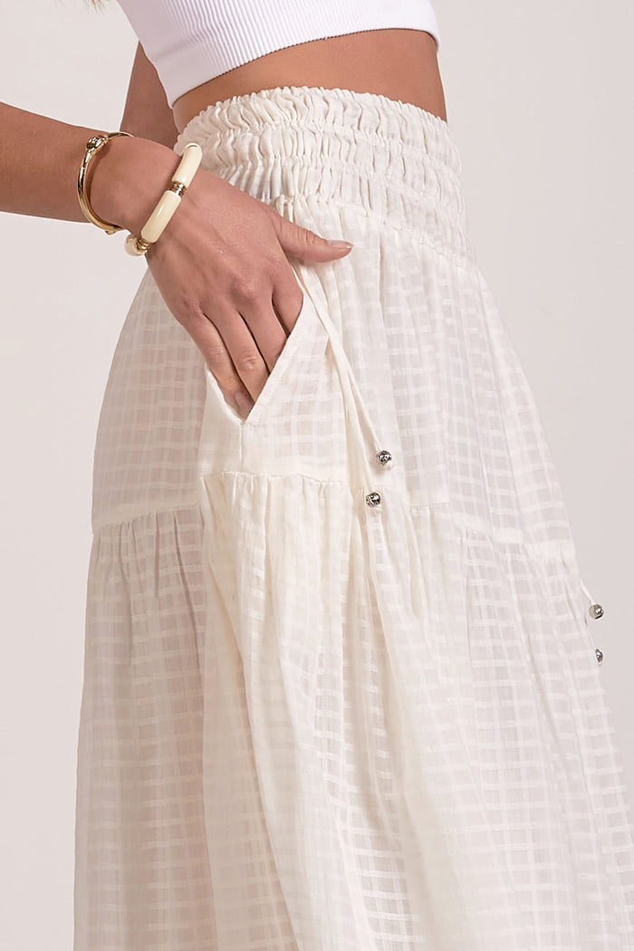 Maxi Skirt with Smocked Waistband - Off White