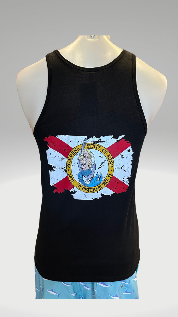 Men's Tank Top - Black - Kaia on Distressed FL Flag