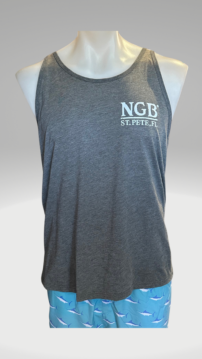 Men's Tank Top - Grey - Kaia on Distressed FL Flag
