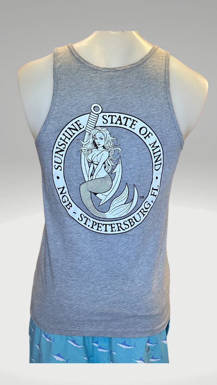 Men's Tank Top - Light Grey - Black/White Kaia on FL Seal