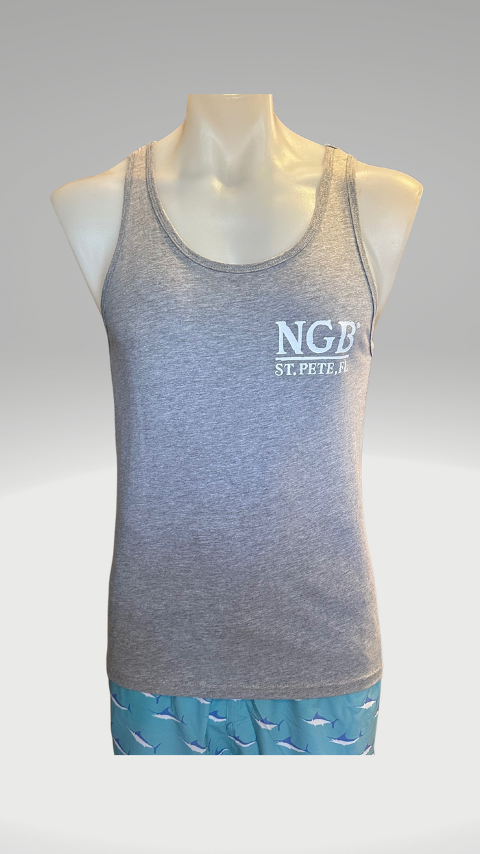 Men's Tank Top - Light Grey - Kaia on Distressed FL Flag