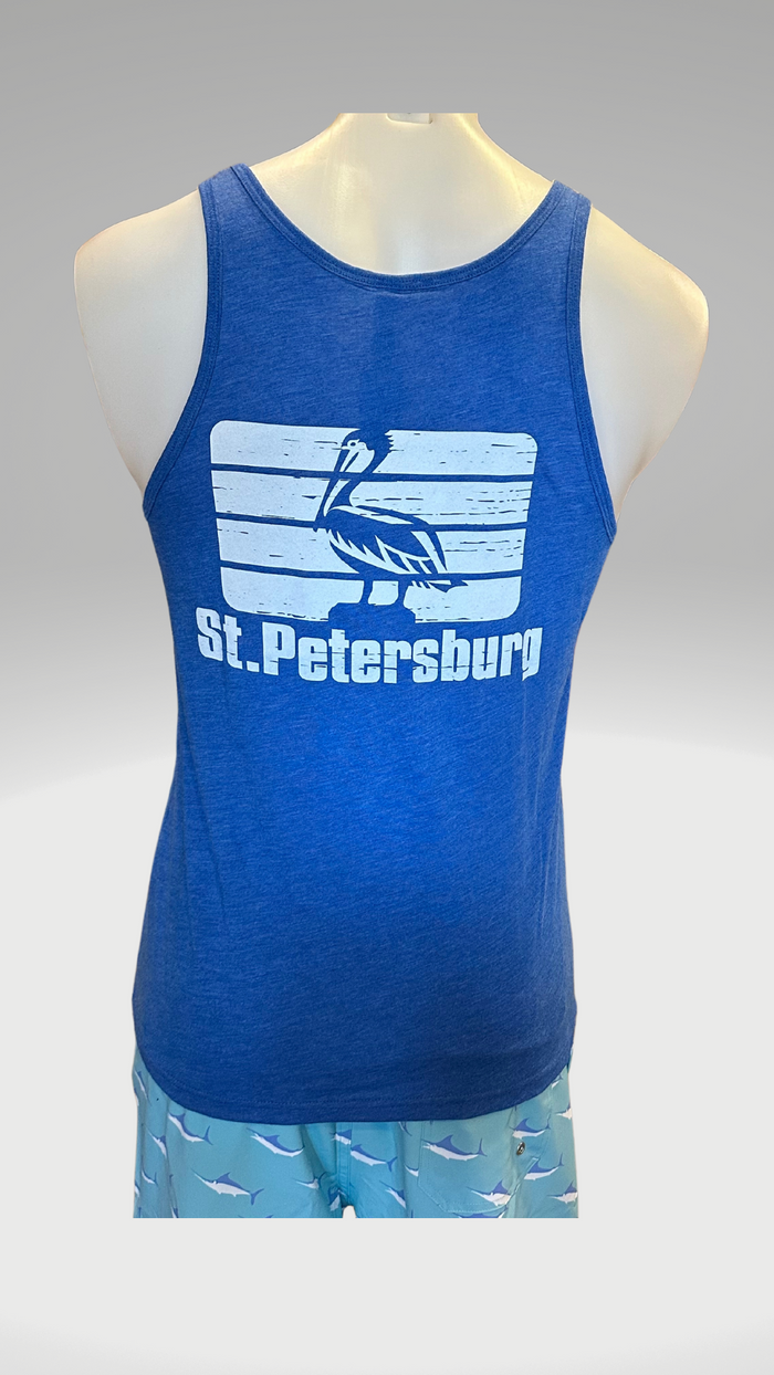 Men's Tank Top - Royal Blue - White St. Pete Pelican