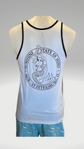 Men's Tank Top - White with Black Trim - Black/White Kaia on FL Seal
