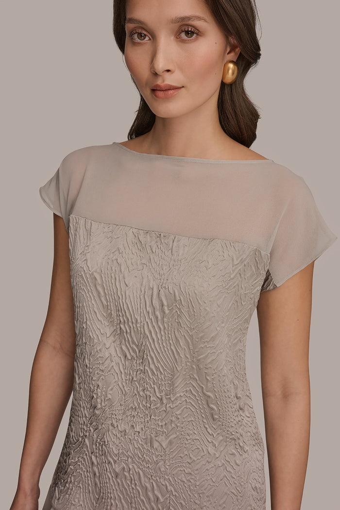 MESH AND JACQUARD BLOUSE