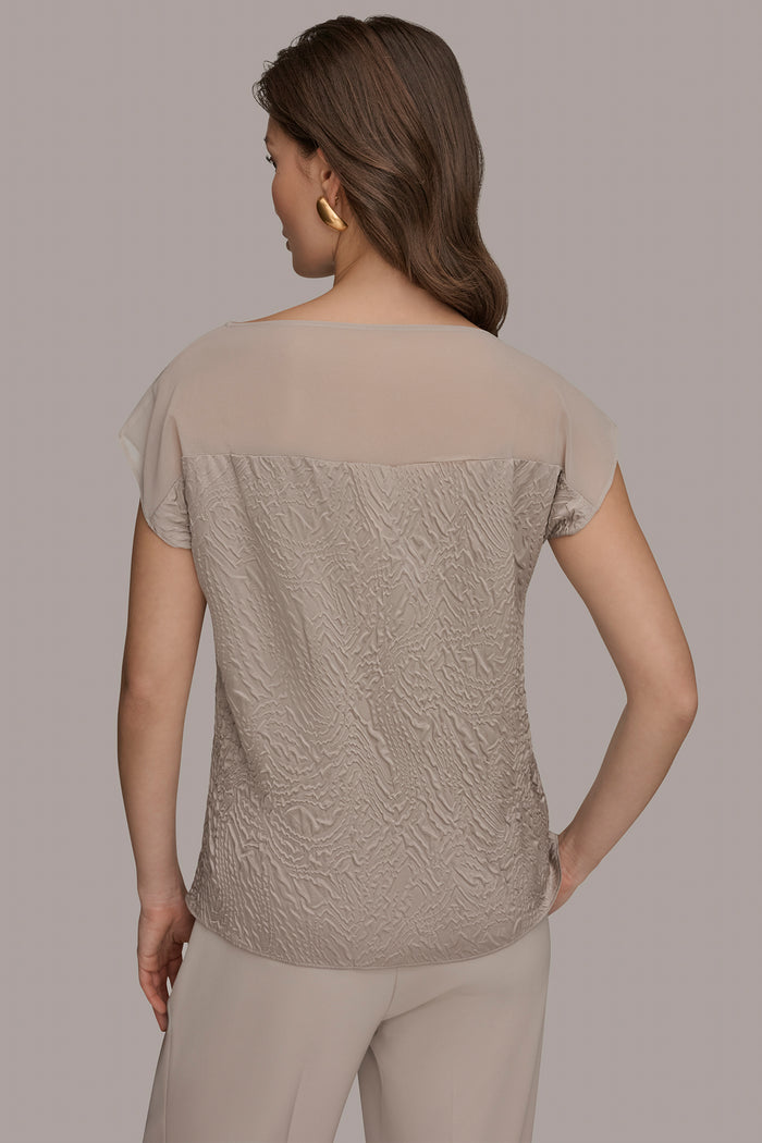 MESH AND JACQUARD BLOUSE