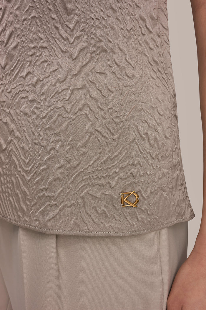 MESH AND JACQUARD BLOUSE
