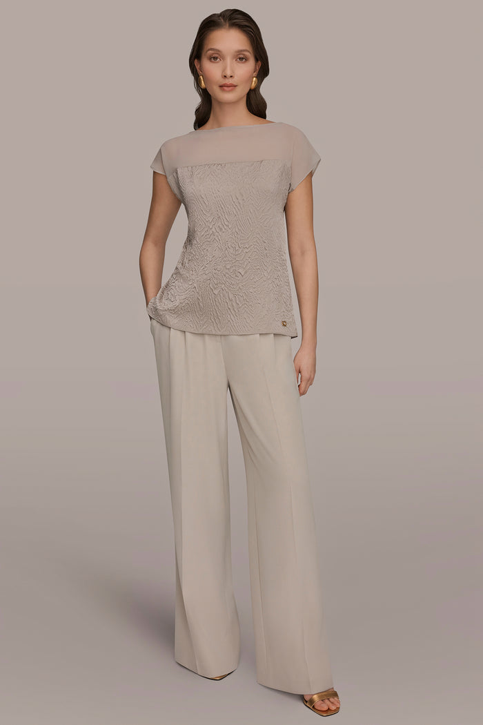 MESH AND JACQUARD BLOUSE