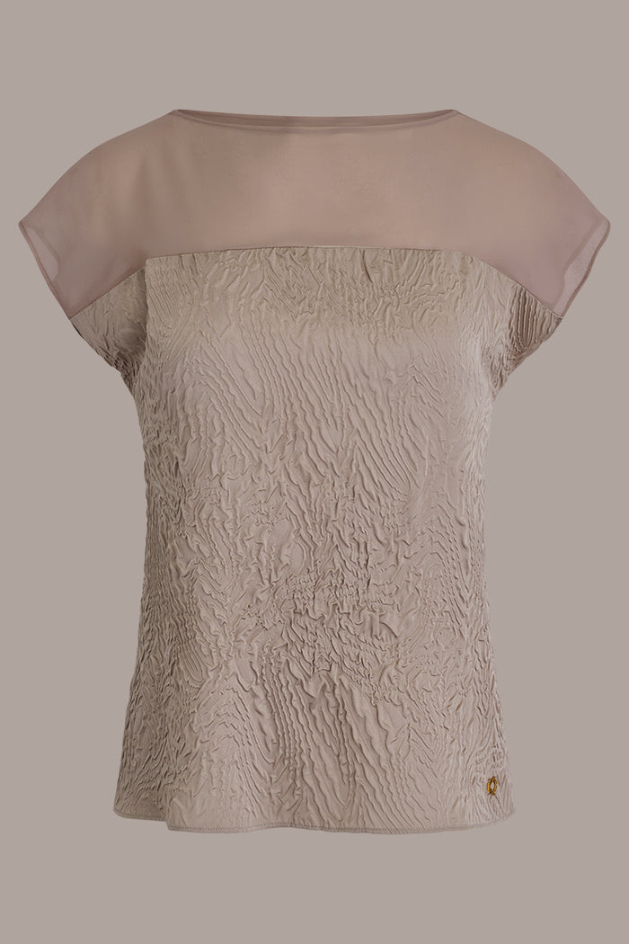 MESH AND JACQUARD BLOUSE