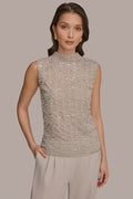 METALLIC RUCHED SWEATER