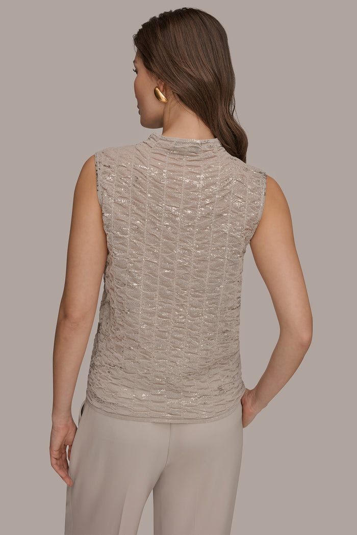 METALLIC RUCHED SWEATER