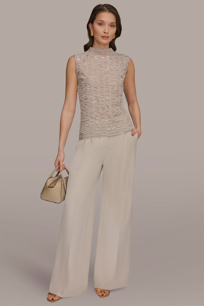 METALLIC RUCHED SWEATER