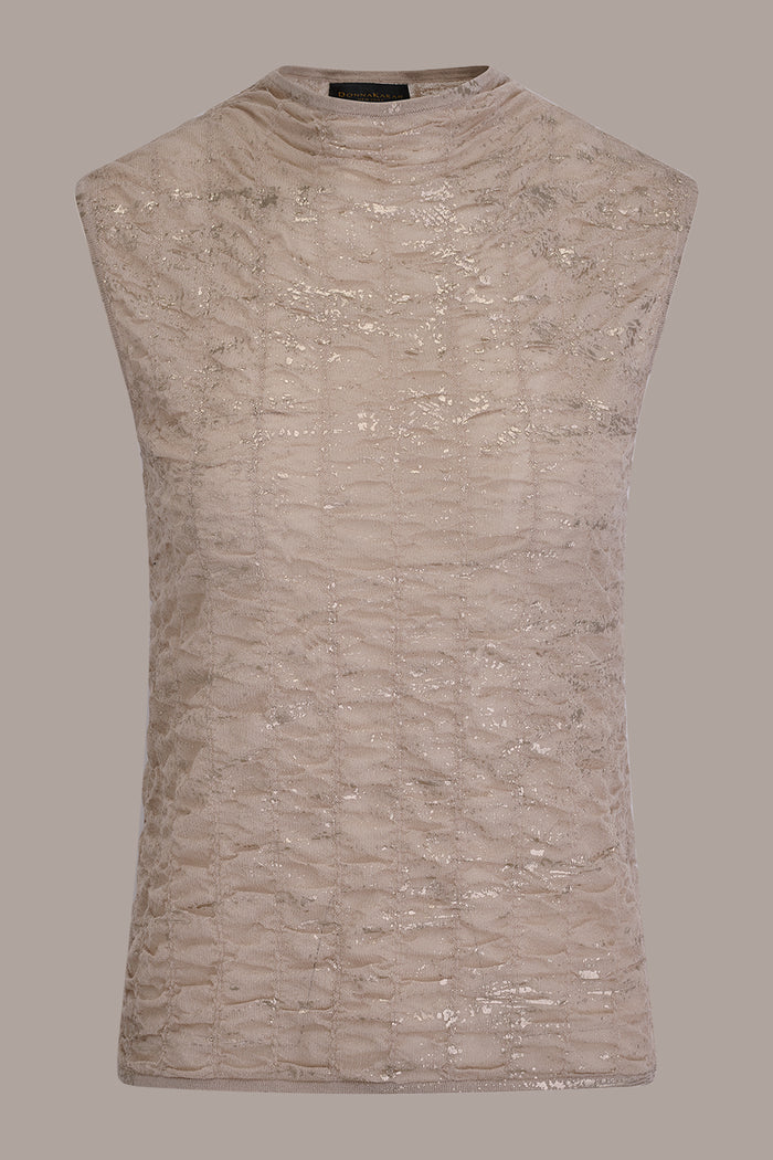 METALLIC RUCHED SWEATER