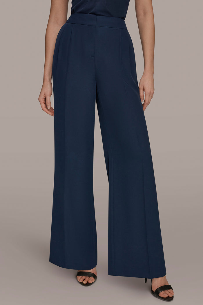 MID-RISE PLEATED WIDE-LEG SUIT PANT