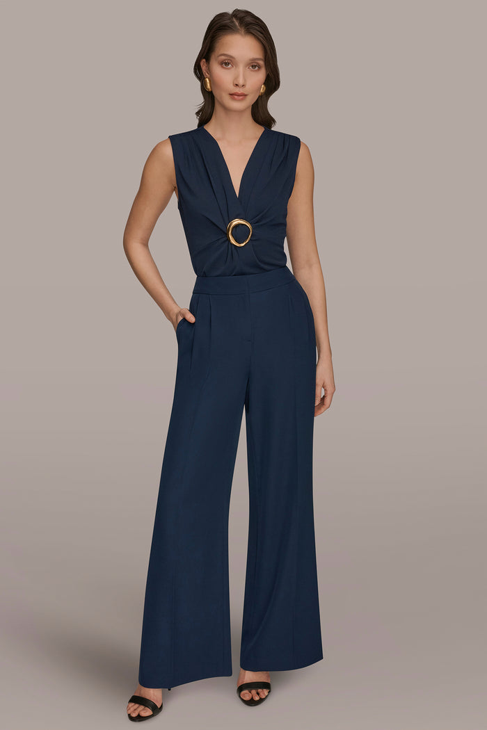 MID-RISE PLEATED WIDE-LEG SUIT PANT