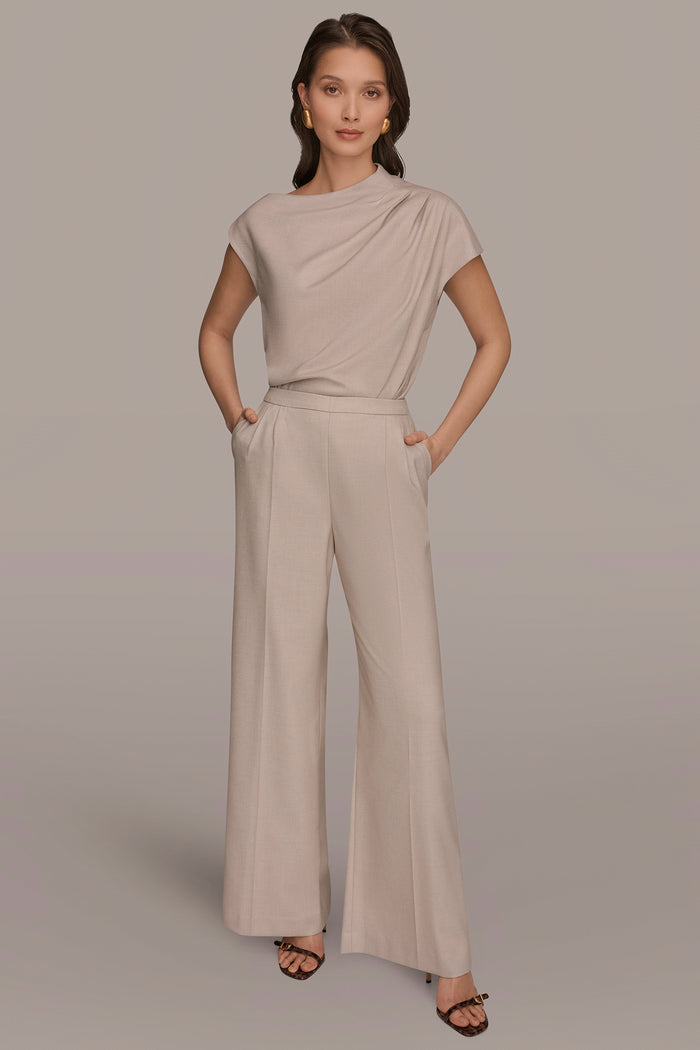 MID-RISE PLEATED WIDE-LEG SUIT PANT