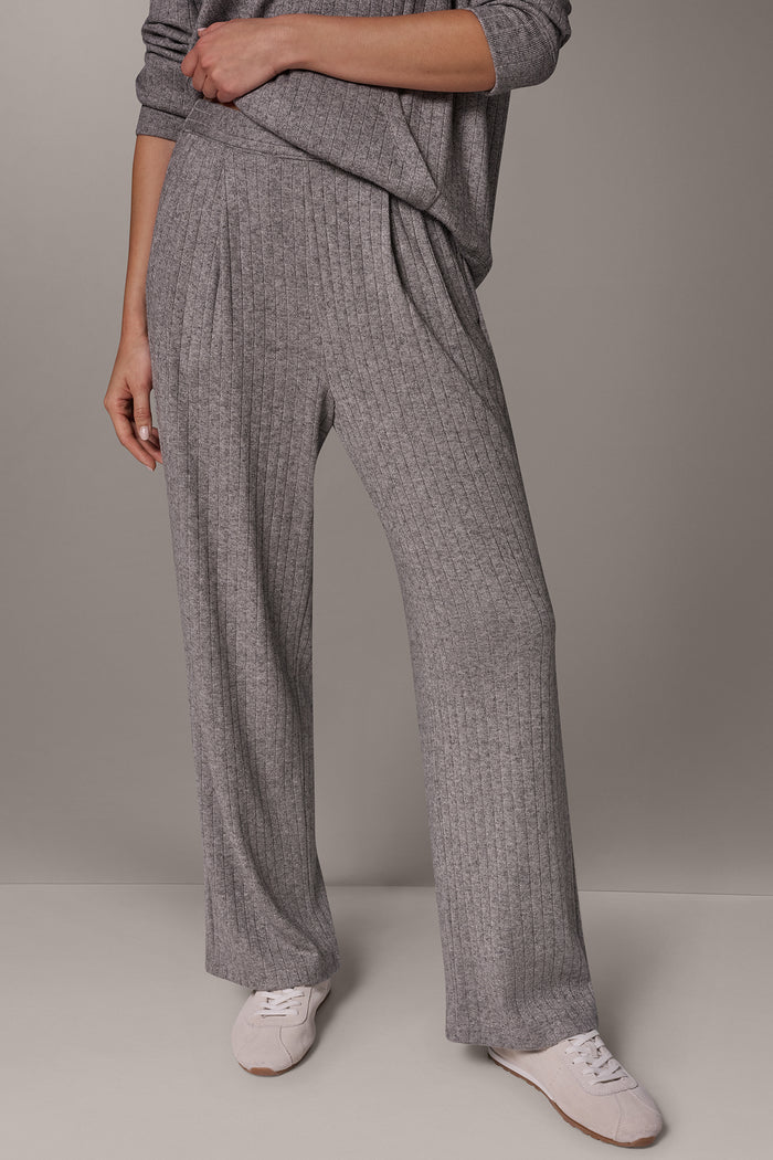 MID-RISE RIB-KNIT PULL-ON PANT