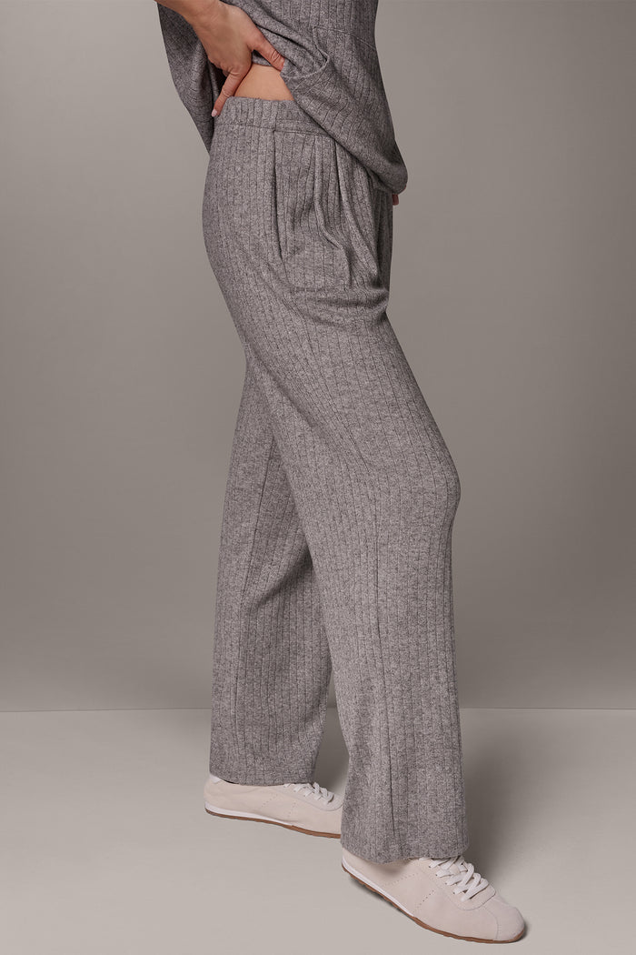MID-RISE RIB-KNIT PULL-ON PANT