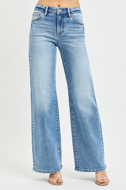 Mid rise wide leg