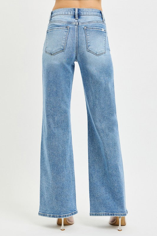 Mid rise wide leg